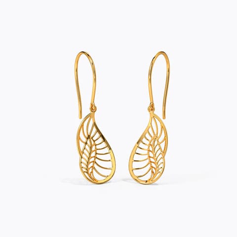 Curvy Petal Gold Drop Earrings Gold Earrings 14 Karat Yellow Gold Curvy Petal Gold Drop Earrings