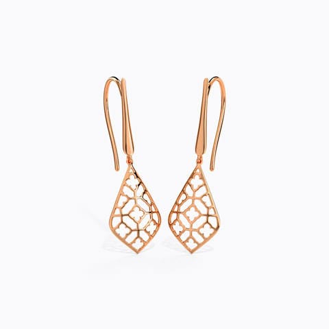 Floret Mesh Gold Drop Earrings Gold Earrings 14 Karat Rose Gold Floret Mesh Gold Drop Earrings