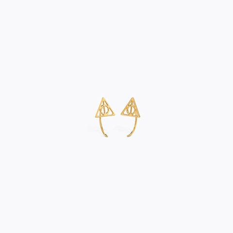 Deathly Hallows Stud Earrings Gold Earrings 14 Karat Yellow Gold Deathly Hallows Stud Earrings