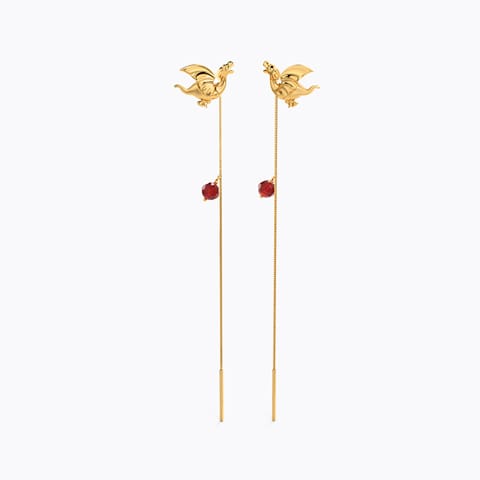 Gringotts Dragon Sui dhaga Earrings Gemstone Earrings 14 Karat Yellow Gold Gringotts Dragon Sui dhaga Earrings