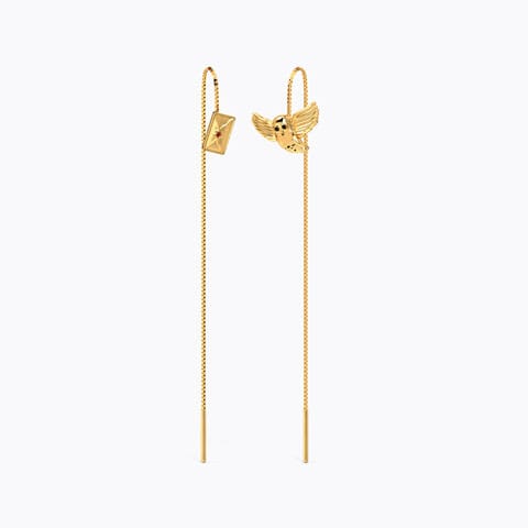 Hedwig letter Sui Dhaga Earrings Gold Earrings 14 Karat Yellow Gold Hedwig letter Sui Dhaga Earrings
