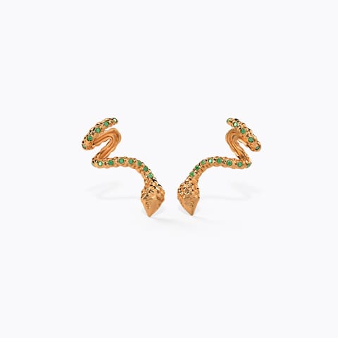 Nagini Emerald gemstone Earcuff Gemstone Earrings 14 Karat Rose Gold Nagini Emerald gemstone Earcuff