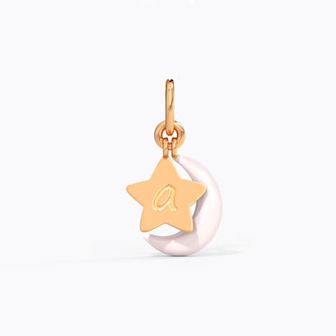 Personalised Star and Moon Gold Charm Gold Charms 14 Karat Rose Gold Personalised Star and Moon Gold Charm