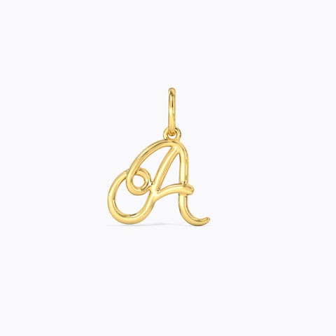 Alphabet A Cursive Gold Charm Gold Charms 14 Karat Yellow Gold Alphabet A Cursive Gold Charm