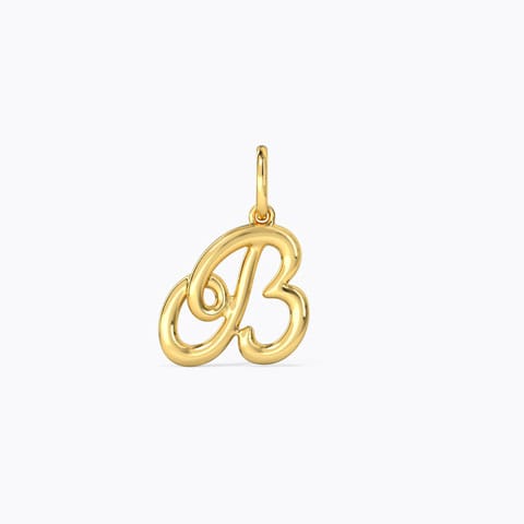 Alphabet B Cursive Gold Charm Gold Charms 14 Karat Yellow Gold Alphabet B Cursive Gold Charm