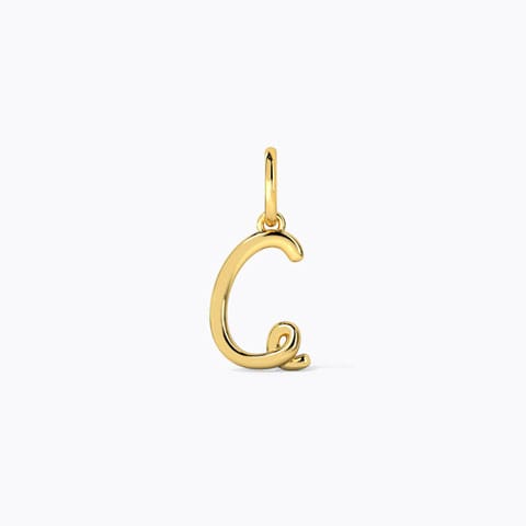 Alphabet C Cursive Gold Charm Gold Charms 14 Karat Yellow Gold Alphabet C Cursive Gold Charm