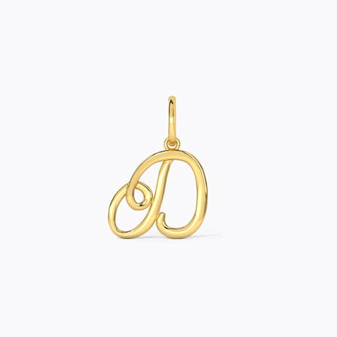 Alphabet D Cursive Gold Charm Gold Charms 14 Karat Yellow Gold Alphabet D Cursive Gold Charm