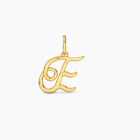 Alphabet E Cursive Gold Charm Gold Charms 14 Karat Yellow Gold Alphabet E Cursive Gold Charm