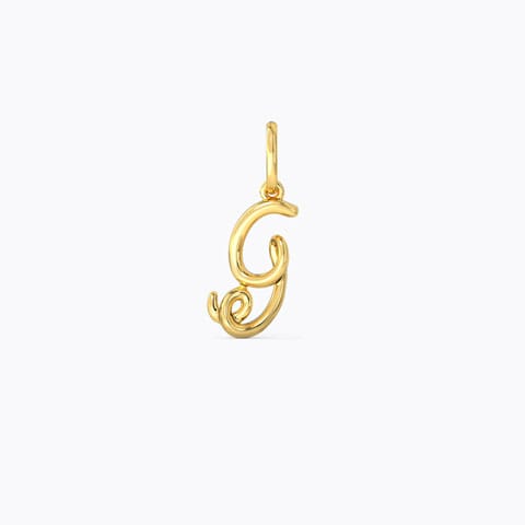 Alphabet G Cursive Gold Charm Gold Charms 14 Karat Yellow Gold Alphabet G Cursive Gold Charm