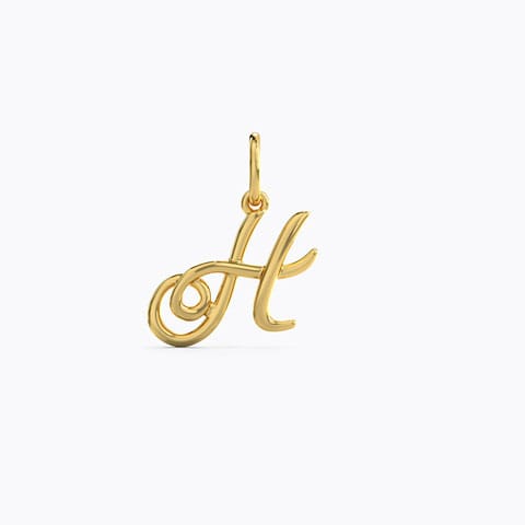 Alphabet H Cursive Gold Charm Gold Charms 14 Karat Yellow Gold Alphabet H Cursive Gold Charm