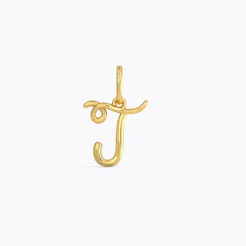 Alphabet J Cursive Gold Charm Gold Charms 14 Karat Yellow Gold Alphabet J Cursive Gold Charm