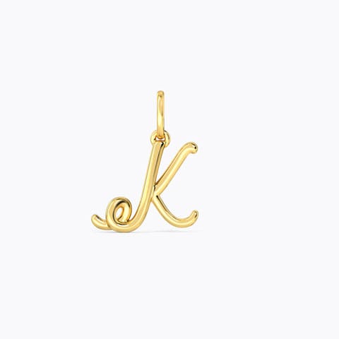 Alphabet K Cursive Gold Charm Gold Charms 14 Karat Yellow Gold Alphabet K Cursive Gold Charm