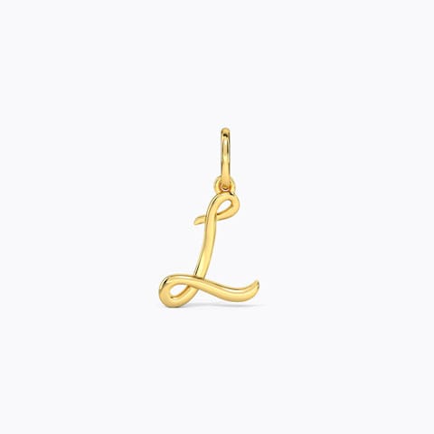 Alphabet L Cursive Gold Charm Gold Charms 14 Karat Yellow Gold Alphabet L Cursive Gold Charm