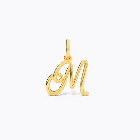 Alphabet M Cursive Gold Charm Gold Charms 14 Karat Yellow Gold Alphabet M Cursive Gold Charm