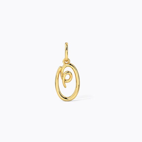 Alphabet O Cursive Gold Charm Gold Charms 14 Karat Yellow Gold Alphabet O Cursive Gold Charm
