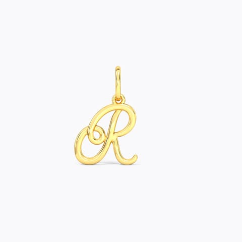 Alphabet R Cursive Gold Charm Gold Charms 14 Karat Yellow Gold Alphabet R Cursive Gold Charm
