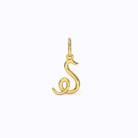 Alphabet S Cursive Gold Charm Gold Charms 14 Karat Yellow Gold Alphabet S Cursive Gold Charm