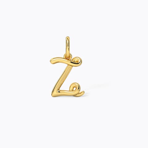 Alphabet Z Cursive Gold Charm Gold Charms 14 Karat Yellow Gold Alphabet Z Cursive Gold Charm