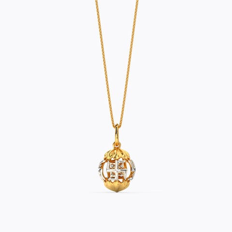 Elegant Swastik Gold Charm cum Pendant Gold Charms 14 Karat Yellow Gold Elegant Swastik Gold Charm cum Pendant