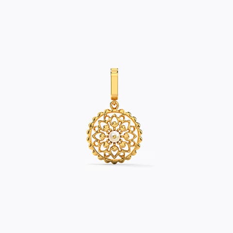 Fine Mandala Pearl Charm Pendant Gemstone Charms 14 Karat Yellow Gold Fine Mandala Pearl Charm Pendant