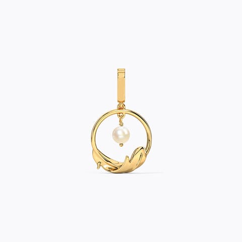Absolute Feather Pearl Charm Pendant Gemstone Charms 14 Karat Yellow Gold Absolute Feather Pearl Charm Pendant