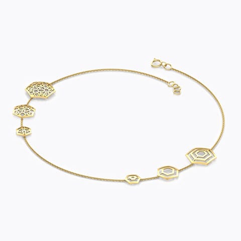 Hexagonal Ripple Gold Necklace Gold Necklaces 18 Karat Yellow Gold Hexagonal Ripple Gold Necklace
