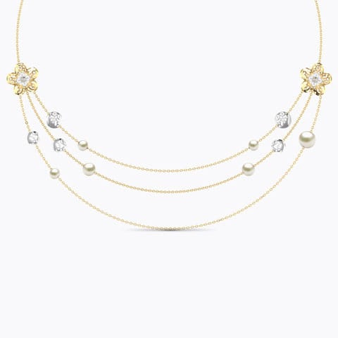 Derby Cutout Pearl Necklace Gold Necklaces 18 Karat Yellow Gold Derby Cutout Pearl Necklace