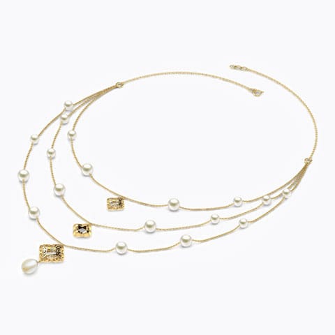 Nelia Cutout Pearl Necklace Gold Necklaces 18 Karat Yellow Gold Nelia Cutout Pearl Necklace