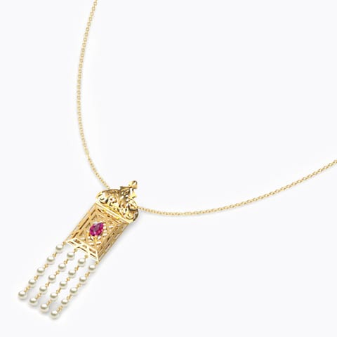 Amer Ornate Lawn Gemstone Necklace Gold Necklaces 18 Karat Yellow Gold Amer Ornate Lawn Gemstone Necklace