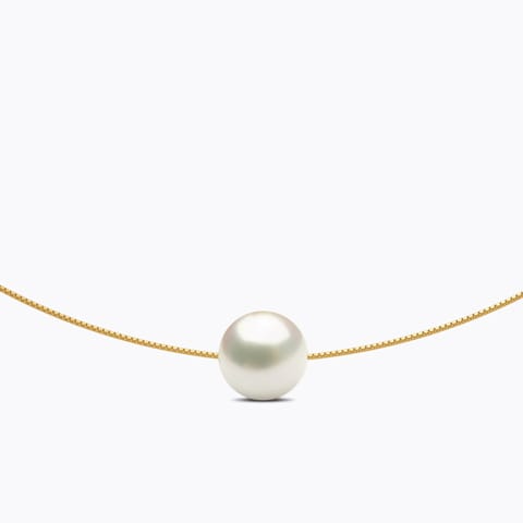 Solitary Pearl Necklace Gold Necklaces 18 Karat Yellow Gold Solitary Pearl Necklace