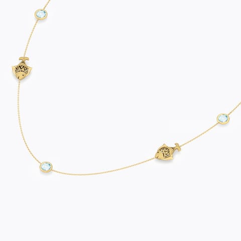 Matsya Topaz Gemstone Necklace Gold Necklaces 18 Karat Yellow Gold Matsya Topaz Gemstone Necklace