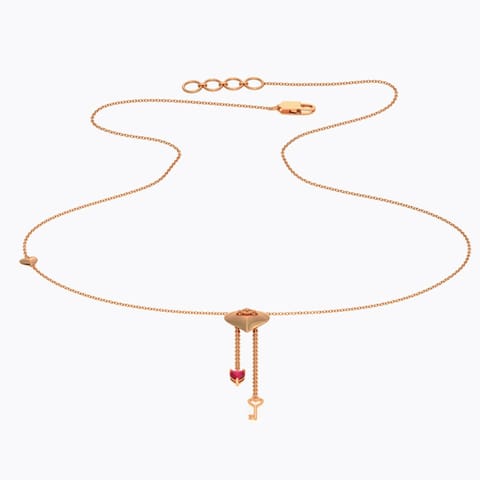 Love Lock Gemstone Necklace Gold Necklaces 14 Karat Rose Gold Love Lock Gemstone Necklace