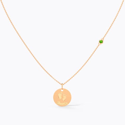 Footprints Personalised Gemstone Necklace Gold,Gemstone Necklaces 14 Karat Rose Gold Footprints Personalised Gemstone Necklace