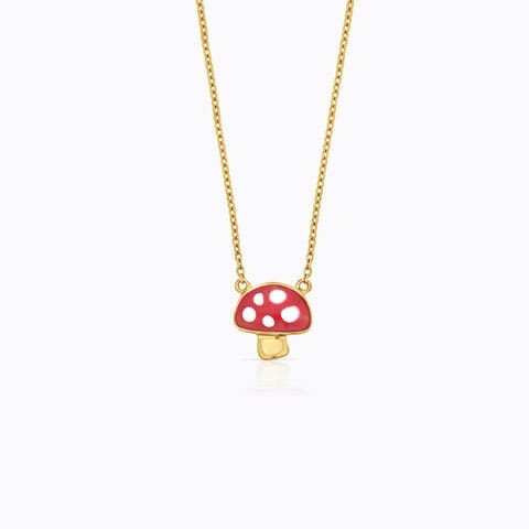 Chubby Mushroom Kids' Gold Necklace Gold Necklaces 14 Karat Yellow Gold Chubby Mushroom Kids' Gold Necklace