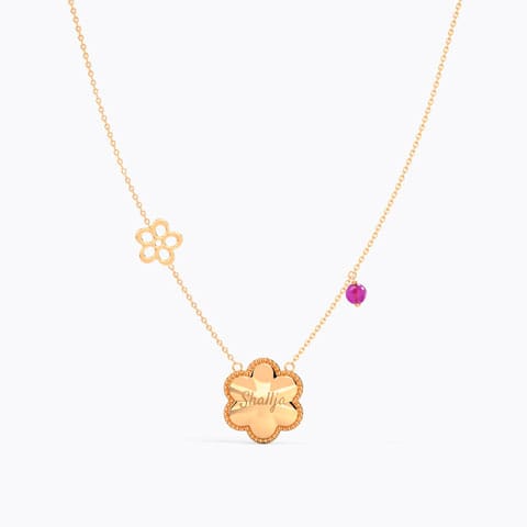 Forever Blooming Personalised Gemstone Necklace Gold,Gemstone Necklaces 14 Karat Rose Gold Forever Blooming Personalised Gemstone Necklace