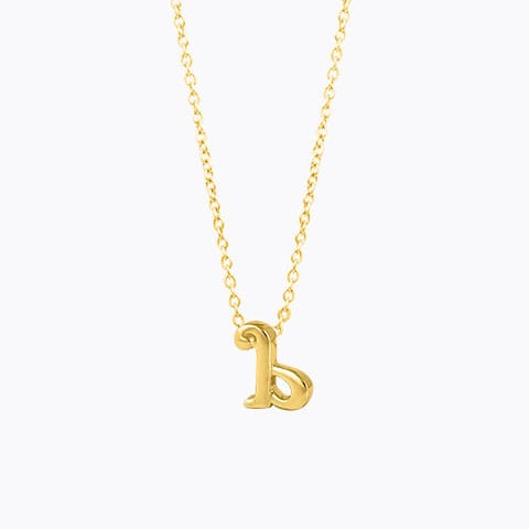 Classic Alphabet B Gold Necklace Gold Necklaces 14 Karat Yellow Gold Classic Alphabet B Gold Necklace