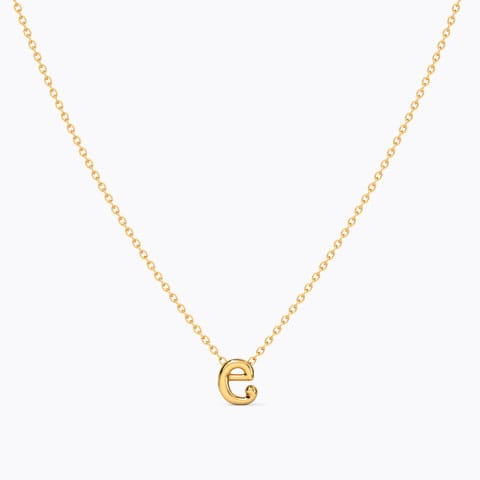 Classic Alphabet E Gold Necklace Gold Necklaces 14 Karat Yellow Gold Classic Alphabet E Gold Necklace