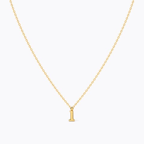 Classic Alphabet I Gold Necklace Gold Necklaces 14 Karat Yellow Gold Classic Alphabet I Gold Necklace