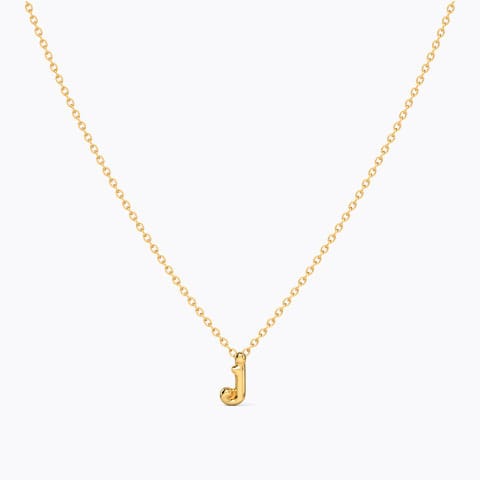 Classic Alphabet J Gold Necklace Gold Necklaces 14 Karat Yellow Gold Classic Alphabet J Gold Necklace