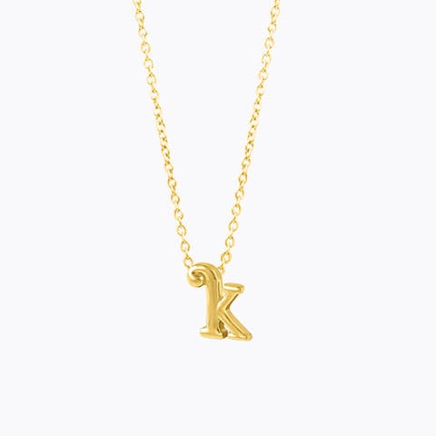 Classic Alphabet K Gold Necklace Gold Necklaces 14 Karat Yellow Gold Classic Alphabet K Gold Necklace