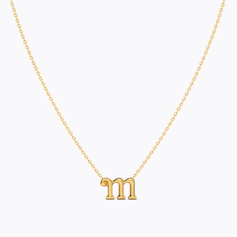 Classic Alphabet M Gold Necklace Gold Necklaces 14 Karat Yellow Gold Classic Alphabet M Gold Necklace