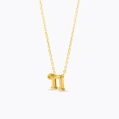 Classic Alphabet N Gold Necklace Gold Necklaces 14 Karat Yellow Gold Classic Alphabet N Gold Necklace