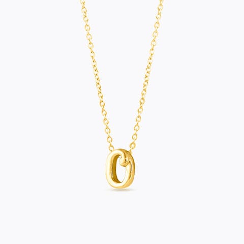 Classic Alphabet O Gold Necklace Gold Necklaces 14 Karat Yellow Gold Classic Alphabet O Gold Necklace