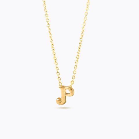 Classic Alphabet P Gold Necklace Gold Necklaces 14 Karat Yellow Gold Classic Alphabet P Gold Necklace