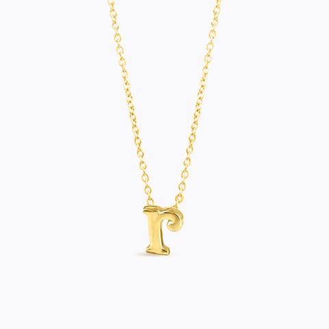 Classic Alphabet R Gold Necklace Gold Necklaces 14 Karat Yellow Gold Classic Alphabet R Gold Necklace