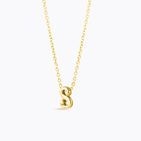 Classic Alphabet S Gold Necklace Gold Necklaces 14 Karat Yellow Gold Classic Alphabet S Gold Necklace