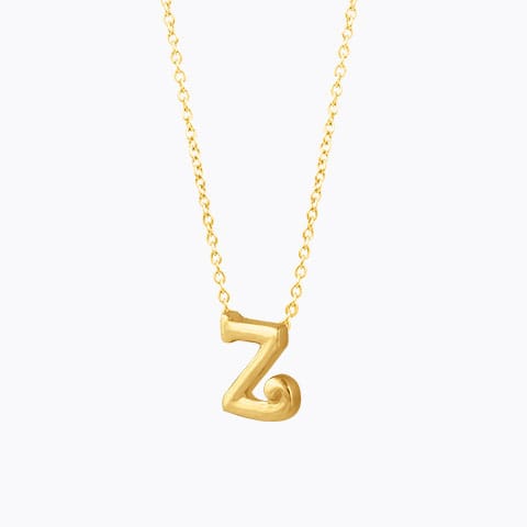 Classic Alphabet Z Gold Necklace Gold Necklaces 14 Karat Yellow Gold Classic Alphabet Z Gold Necklace
