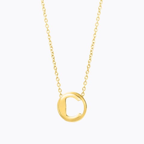Artsy Alphabet C Gold Necklace Gold Necklaces 14 Karat Yellow Gold Artsy Alphabet C Gold Necklace