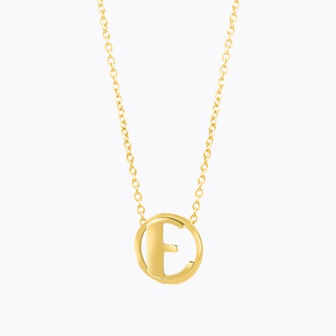 Artsy Alphabet E Gold Necklace Gold Necklaces 14 Karat Yellow Gold Artsy Alphabet E Gold Necklace