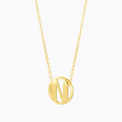 Artsy Alphabet N Gold Necklace Gold Necklaces 14 Karat Yellow Gold Artsy Alphabet N Gold Necklace